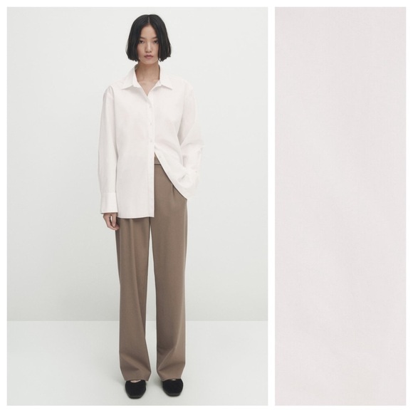 NWT. Massimo Dutti White Poplin Shirt with Side Seam Details. Size S. - Picture 2 of 11